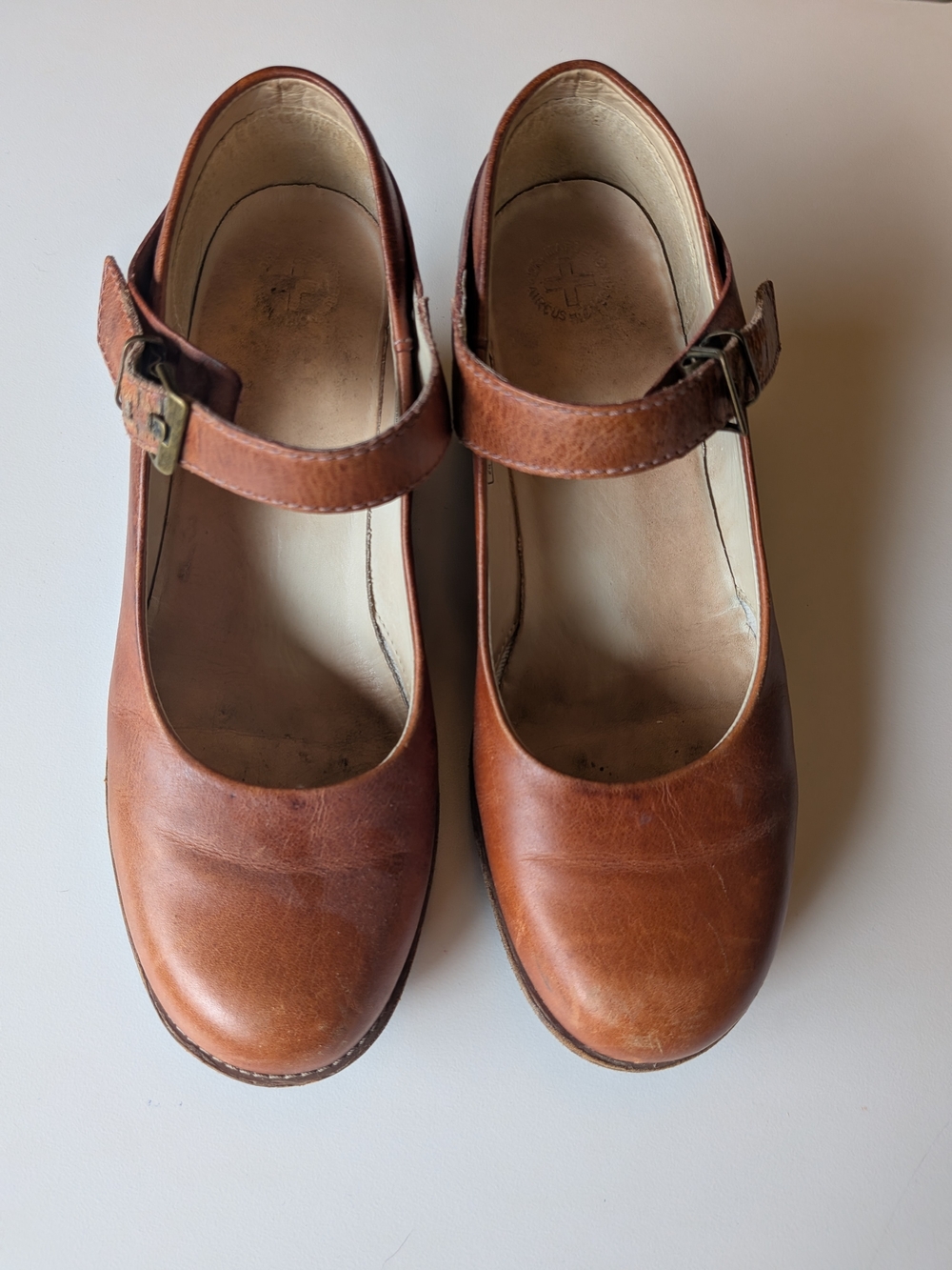 Dr. Martens Brown Leather Mary Jane Wedge Heels - Picture 2 of 7